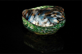 custom hand blown art glass Ostrea bowl