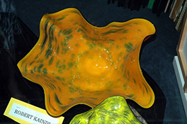 Giant Custom Orange Ostrea Bowl Luxury Art Glass by Artist Robert Kaindl