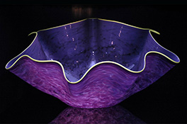 Giant Custom Purple Ostrea Bowl Luxury Art Glass by Artist Robert Kaindl