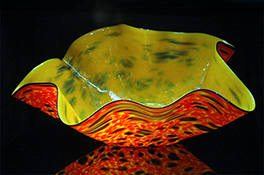 Giant Custom Red Yellow Ostrea Bowl Luxury Art Glass by Artist Robert Kaindl