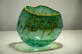 Green Custom Blown Anthias Art Glass Bowls