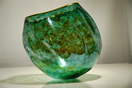 Green Custom Blown Anthias Art Glass Bowls