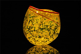 yellow anthias art glass bowls by Robert Kaindl