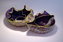 Purple Yellow Blue White Barnacle Art Glass Nesting Sets by Robert Kaindl
