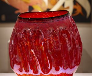 Hawaii NaPua Gallery Red Art Glass Bowl