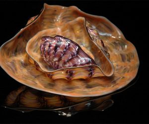 Purple Yellow Red Rimmed Barnacle Art Glass Nesting Sets by Robert Kaindl