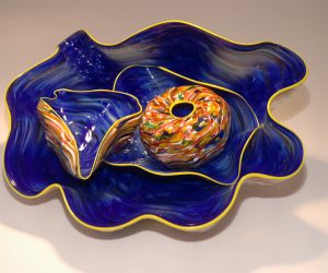 Blue Orange Yellow Barnacle Art Glass Nesting Sets by Robert Kaindl