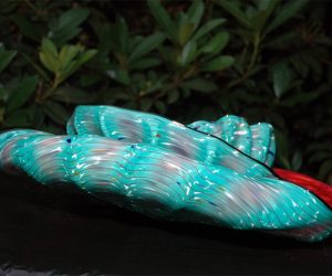 Turquoise Red Rimmed Barnacle Art Glass Nesting Sets by Robert Kaindl