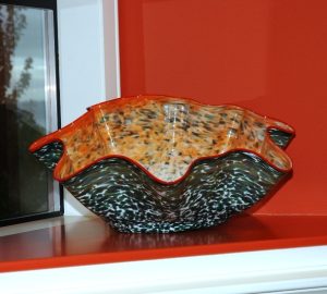 Giant Ostrea Bowl Luxury Art Glass by Artist Robert Kaindl