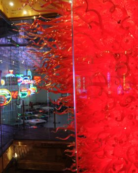 Large Red Chandelier: 22 feet tall, 12 feet wide, weighs 2.5+ Tons