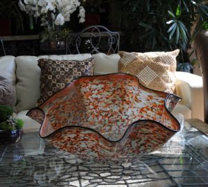 Giant Ostrea Bowl Luxury Art Glass by Artist Robert Kaindl